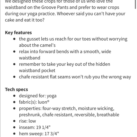 GUC Lululemon Black Groove Crop Pants- Size 10 - Picture 7 of 10